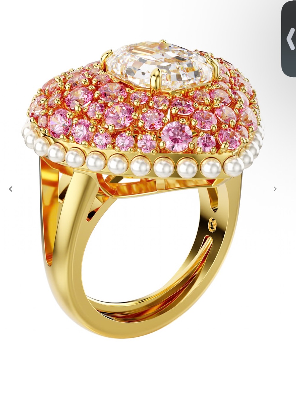 Swarovski Pink and Gold Heart Ring - Picture 3 of 11